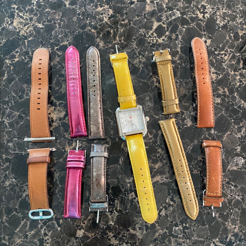 Silver Michele Watch, 18 mm with straps